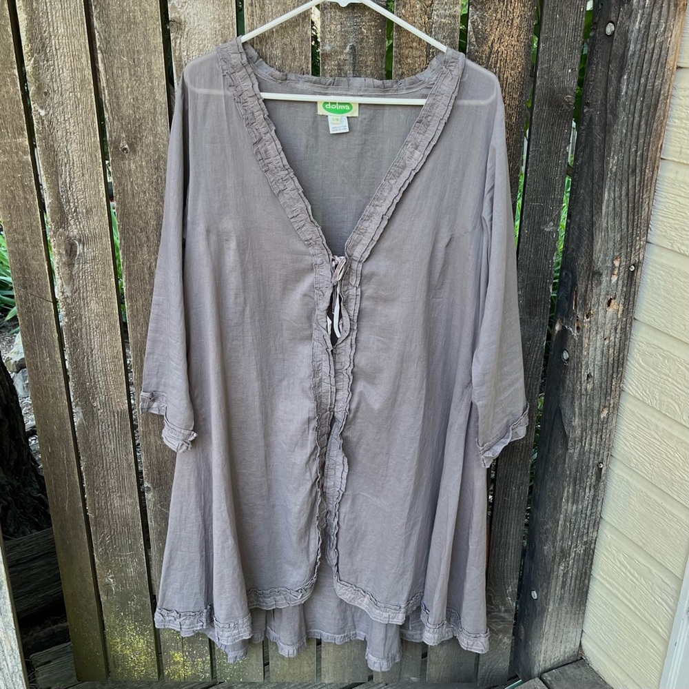 Dolma Sheer 100% Cotton Tie Duster Cardigan In Sz L/XL